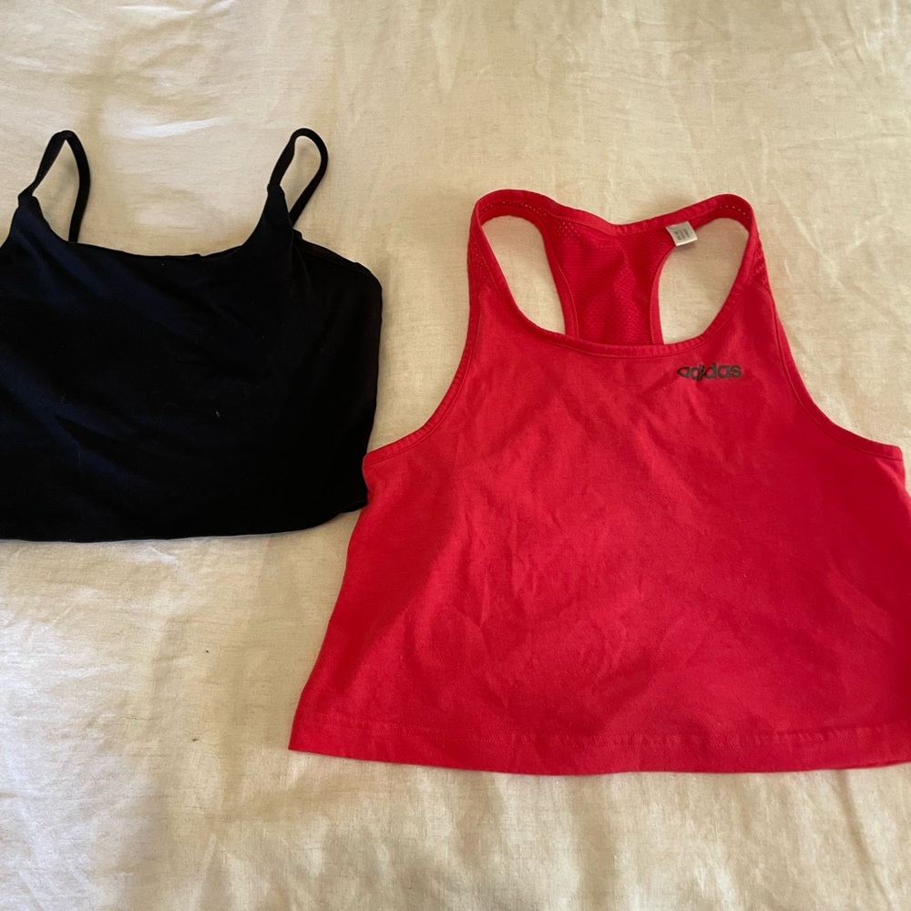 Red and Black Crop Tops